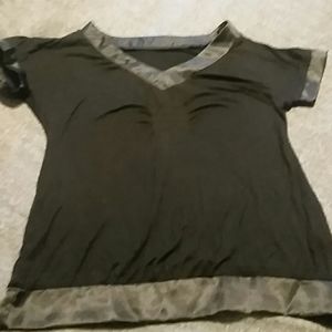 Black T-shirt with silk accent